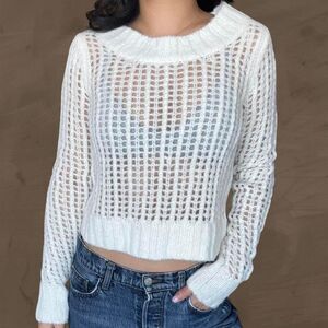 White lattice knit sweater wool blend hangten brand new size small